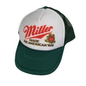 Miller Beer Made the American Way Trucker Hat Mesh Hat Snapback Hat‎ Logo Cap